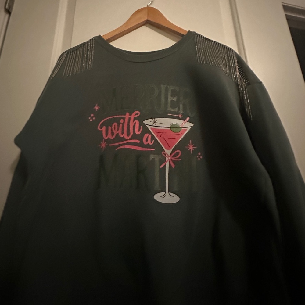 Upcycled Merrier with a Martini fringe sweatshirt